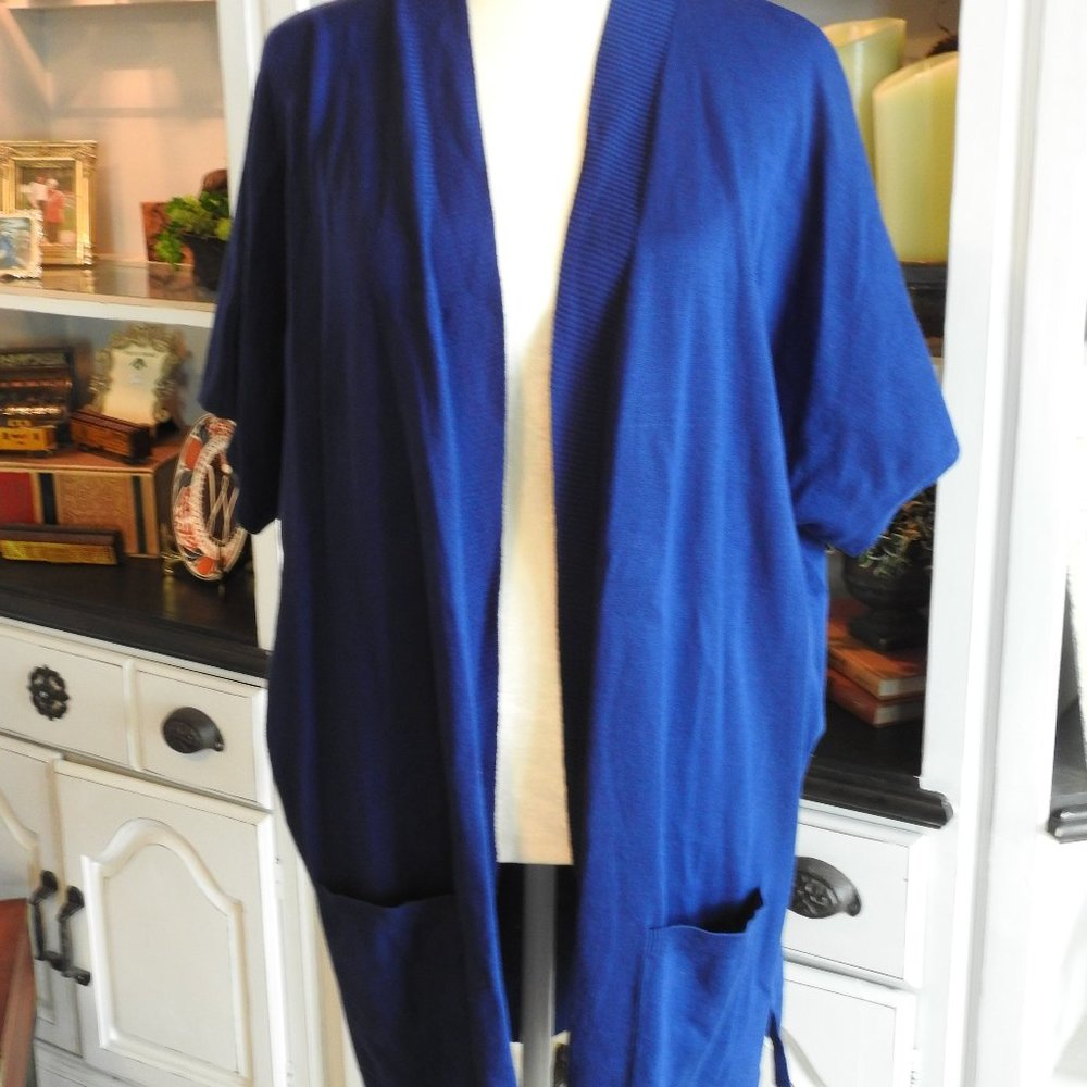 Chico's Size 2 Royal Blue short sleeved cardigan